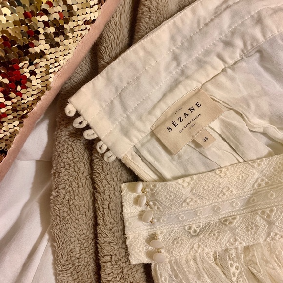 Sezane Eugene White Skirt in Lace Ecru Print - Picture 4 of 12